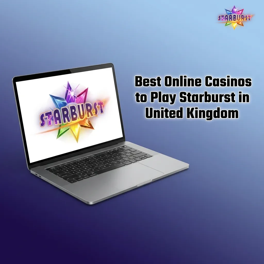 UK online casinos offering Starburst with welcome bonuses, payment options, and licensing details displayed.